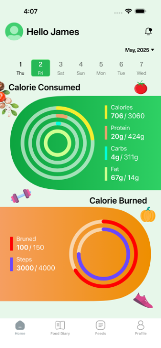 Glimpse of the My Calorie Check app